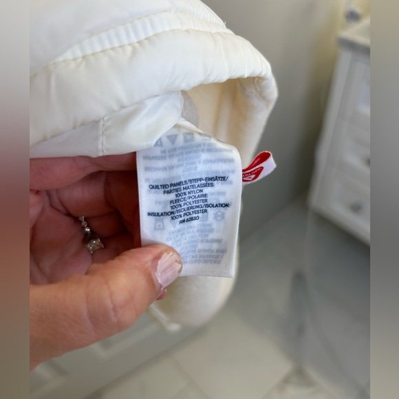 Lands End Womens Pullover XLarge Ivory white Fleece puff Quilted Turtleneck - Picture 3 of 5